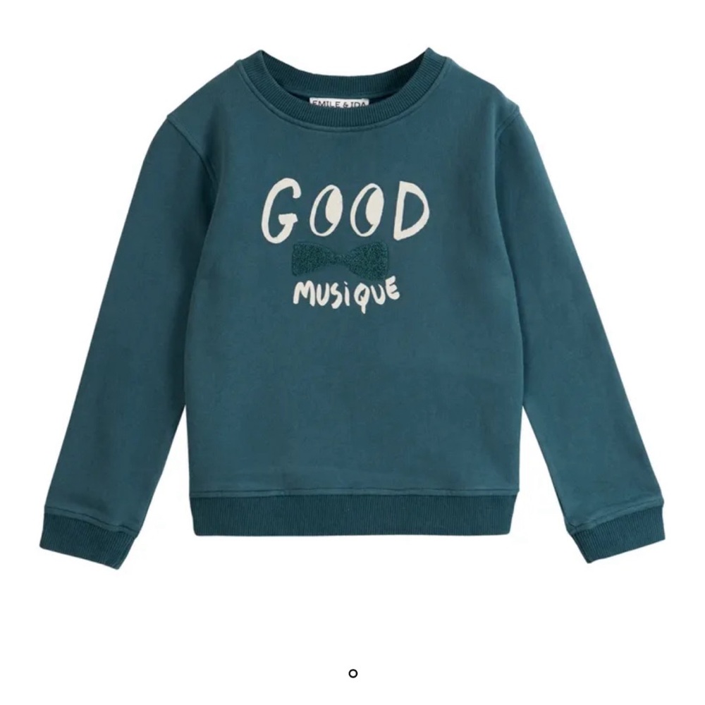 EMILE ET IDA Organic Cotton Good Musique Sweatshirt | Dark green, Size 2A